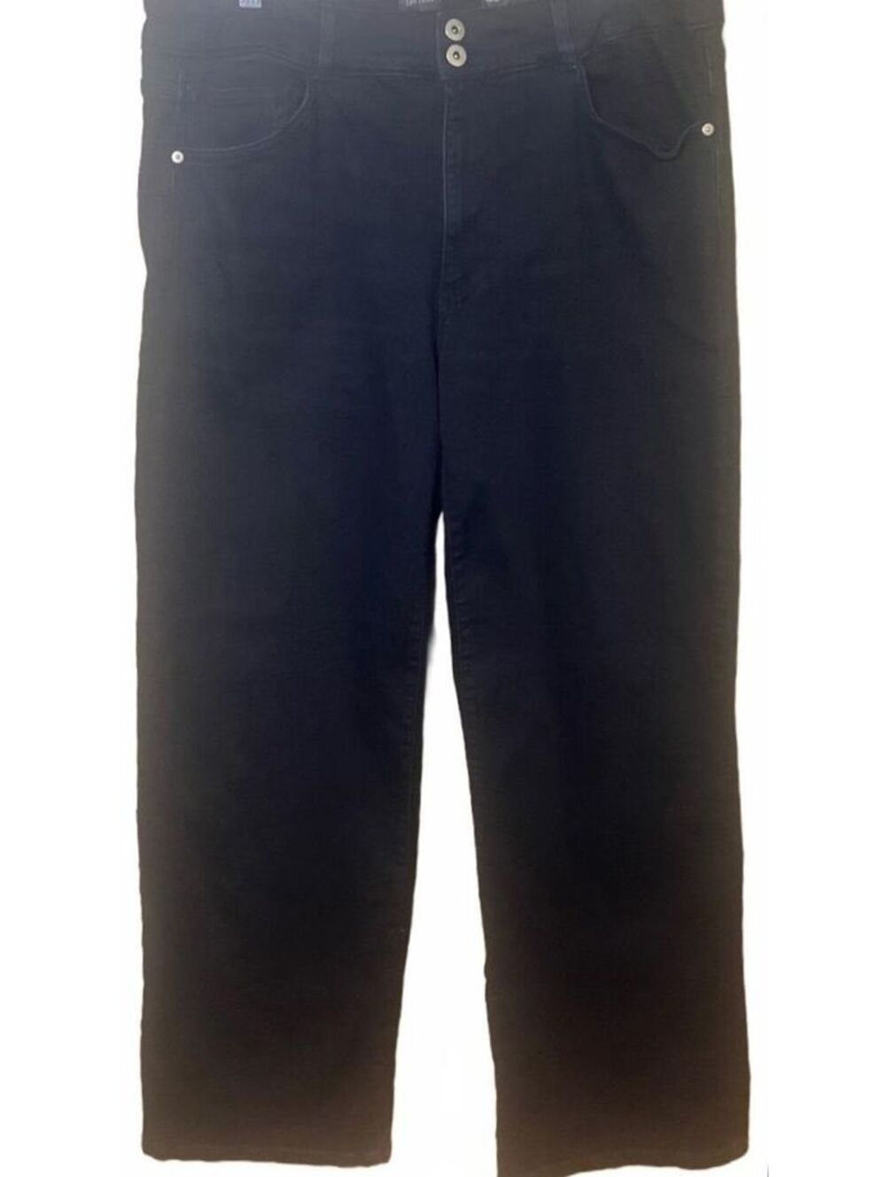 J.Jill Denim Full Leg Jeans Size 14R Black Basalt Wash High Rise Wide Leg NWT